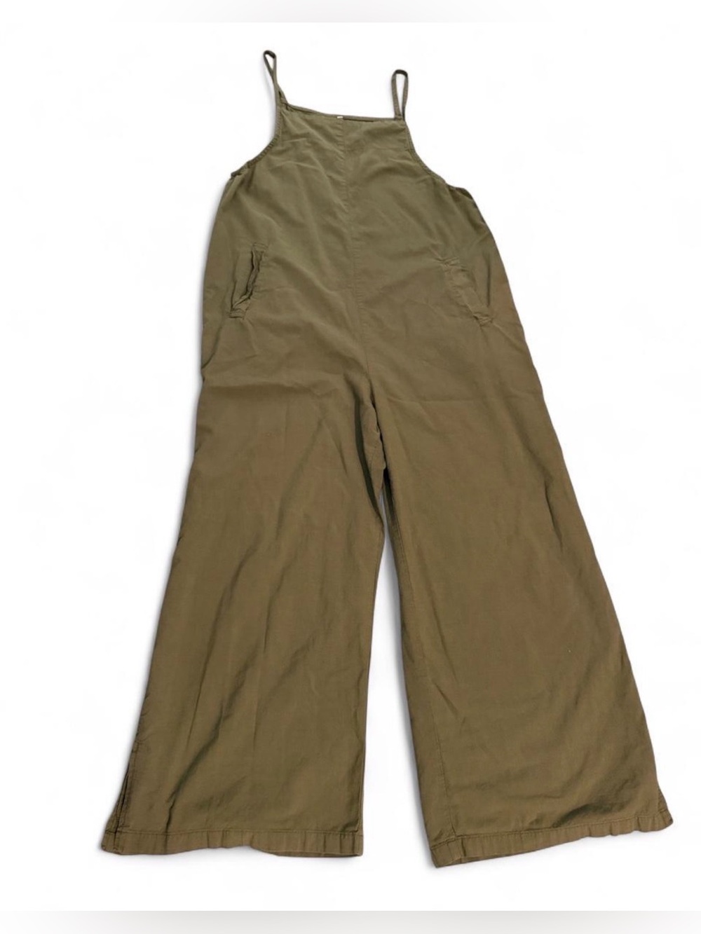 Olive Wide-Leg Jumpsuit Overalls - Women's